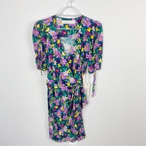 Happy x Nature Kate Hudson Purple Floral Wrap Dress Size Medium